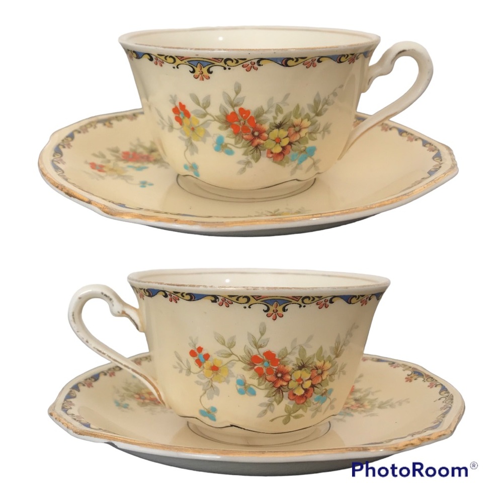 Vintage 1930’s Royal Winton Grimwades Lady Patricia 9737 2 Tea Cups and Saucers